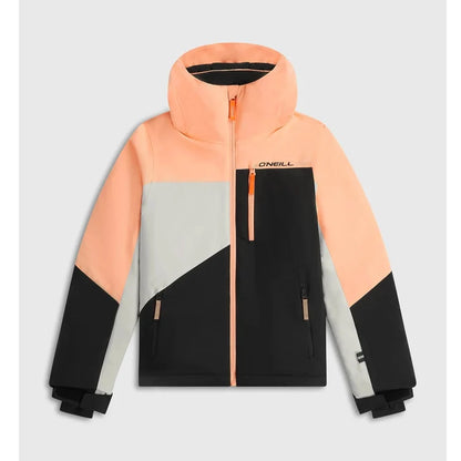 Manteau d'hiver Fwc'cruz - O'Neill orange pêche gris et noir à col montant avec poches vue de face