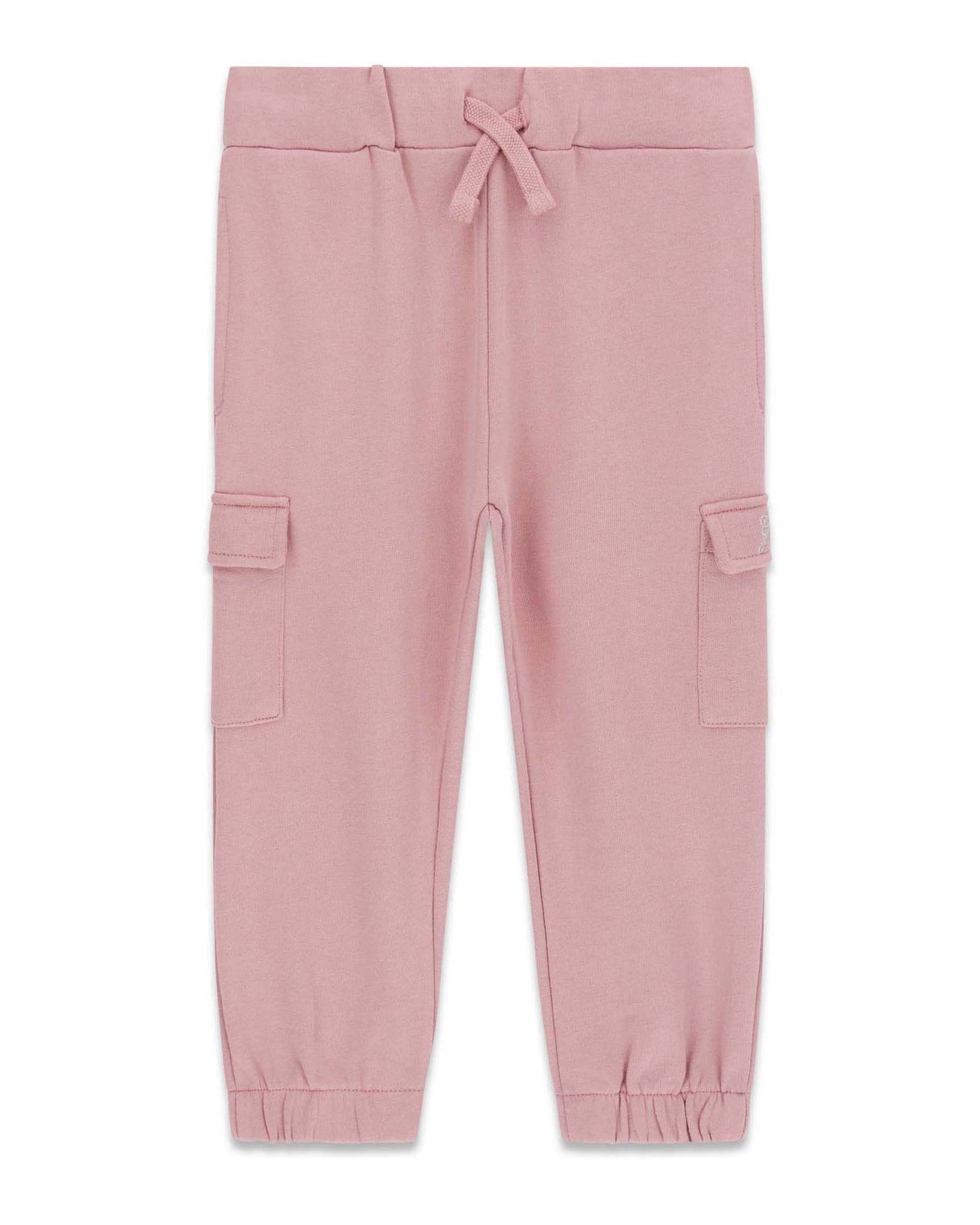 Pantalon - Guess rose à cordon de serrage poches cargo et chevilles élastiquées vue de face