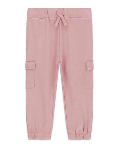 Pantalon - Guess rose à cordon de serrage poches cargo et chevilles élastiquées vue de face