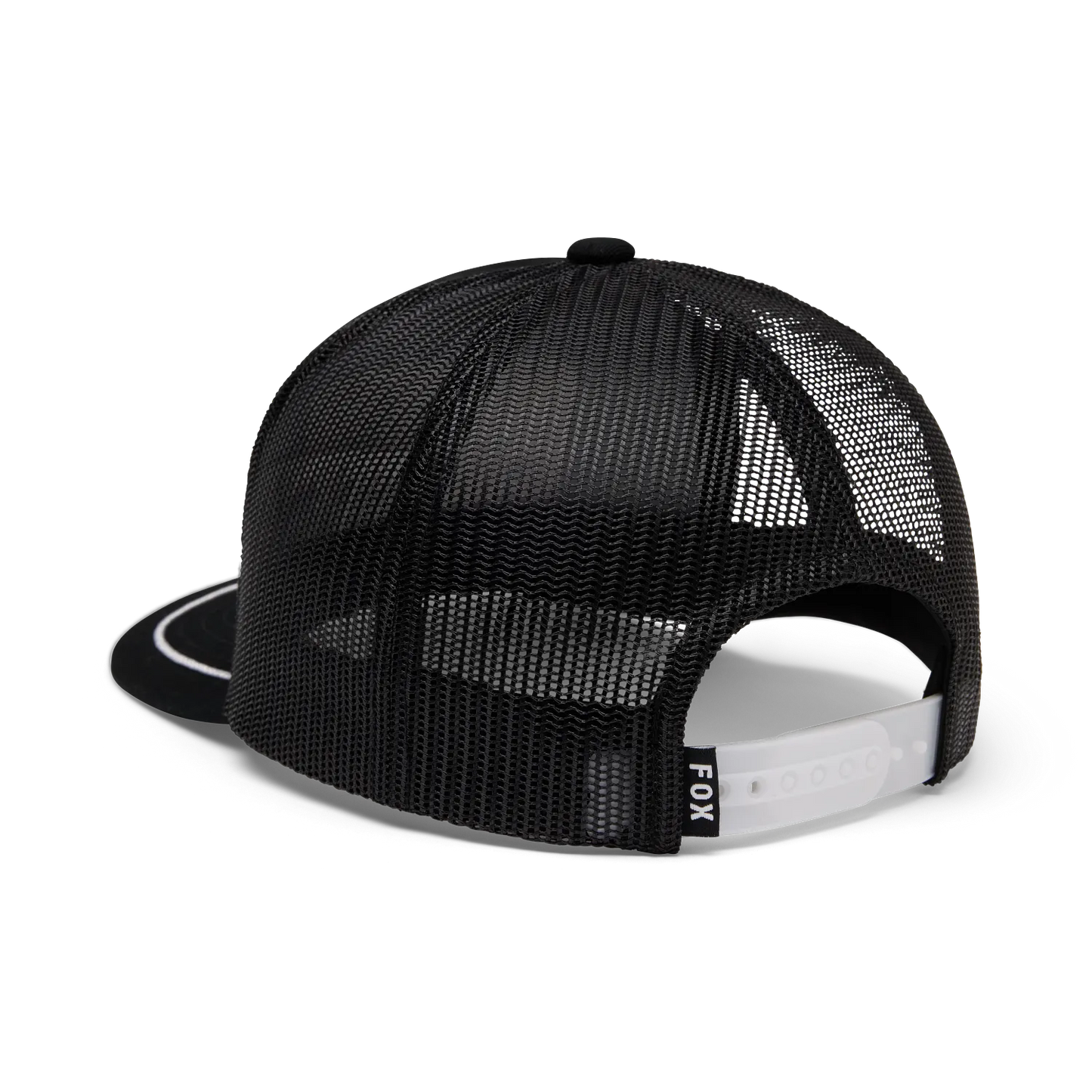 Casquette Honda Snapback - Fox noire en mesh polyester, style snapback, vue de dos avec fermeture réglable blanche.