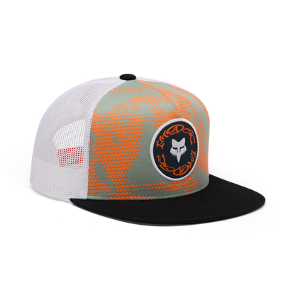 Casquette Image Print Snapback - Fox vue de profil avec maille blanche et bord incurvé noir en format carré 1500x1500
