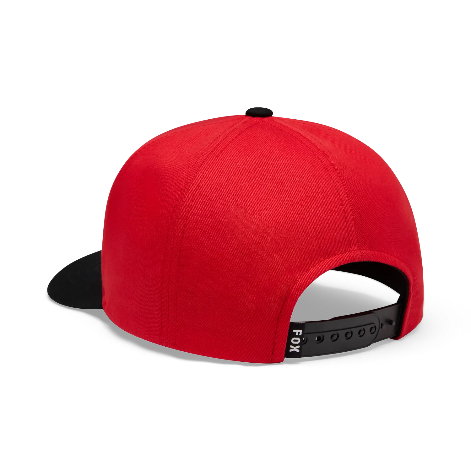 Casquette Icon Snapback - Fox rouge et noire, chapeau snapback ajustable, vue de dos, format carré 1500x1500 pixels.