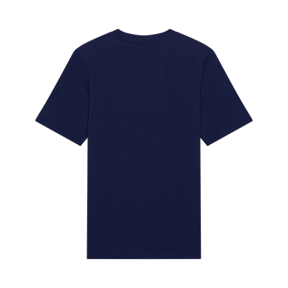 T-Shirt Checker - Fox bleu marine en coton peigné, vue de dos, coupe classique, pour enfant, format carré 1500x1500px.