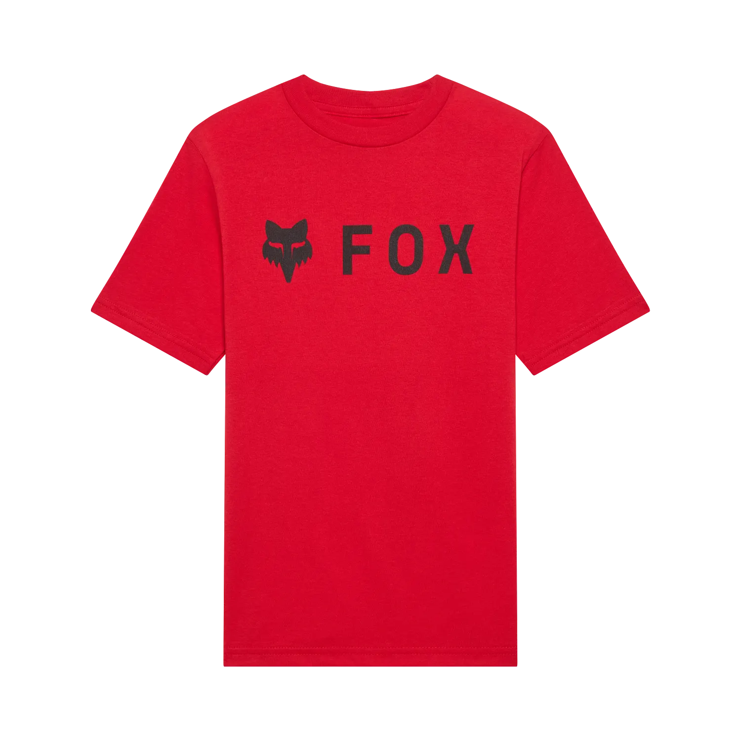 T-Shirt - Fox rouge avec logo noir représentant une tête de renard et le mot "FOX", en coton, vue de face.