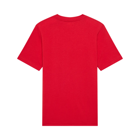 T-Shirt - Fox rouge uni en coton, style classique à manches courtes, vue de dos, taille enfant.
