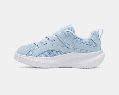 Espadrilles UA Assert 11 AC - Under Armour bleu clair en mesh et synthétique avec fermeture scratch, pour enfant, vue de profil côté latéral.