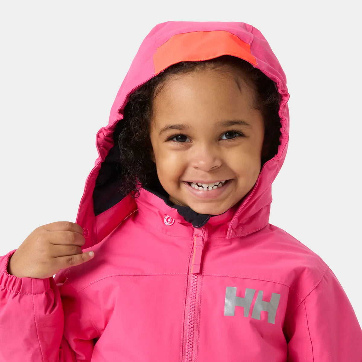 Habit de neige Rider 3.0 Insulated Snow Suit - Helly Hansen rose vif à capuche pour fille vue de face