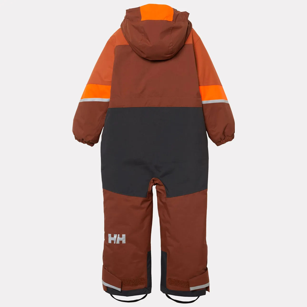 Habit de neige Rider 3.0 Insulated Snow Suit - Helly Hansen brun et noir avec détails orange pour enfant vue de dos