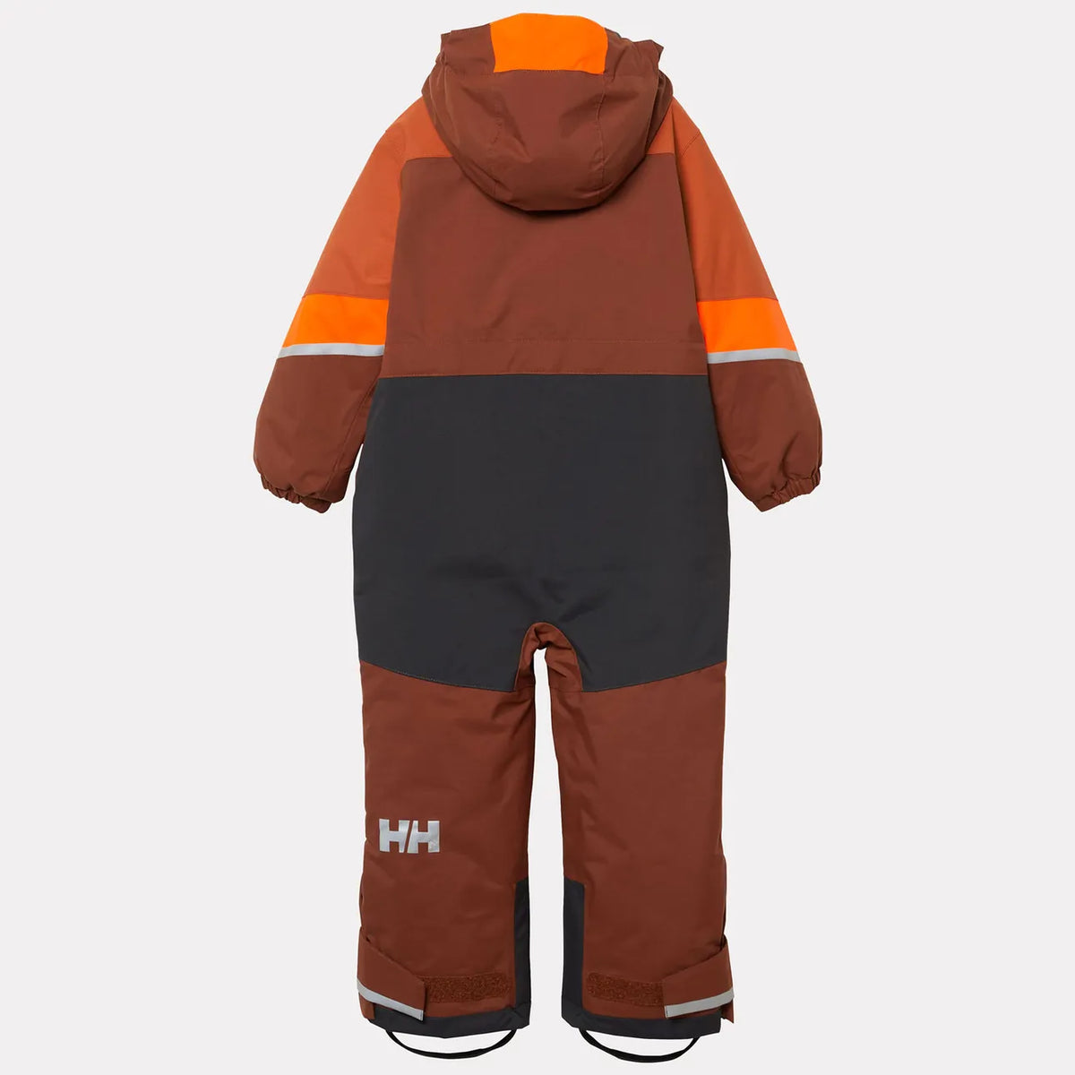 Habit de neige Rider 3.0 Insulated Snow Suit - Helly Hansen brun et noir avec détails orange pour enfant vue de dos