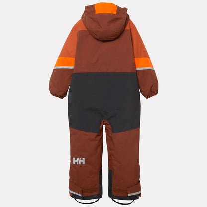 Habit de neige Rider 3.0 Insulated Snow Suit - Helly Hansen brun et noir avec détails orange pour enfant vue de dos