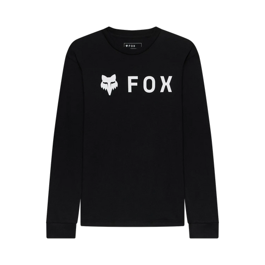 Chandail - Fox noir à manches longues en coton avec logo blanc de tête de renard et texte FOX, vue de face.