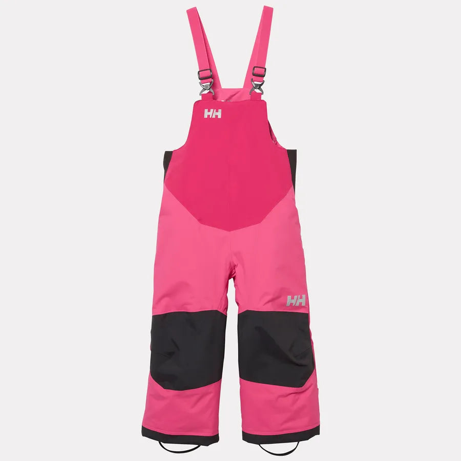 Salopette de neige Rider - Helly Hansen rose fuchsia et rose clair avec renforts noirs aux genoux, pour enfant, vue de face.