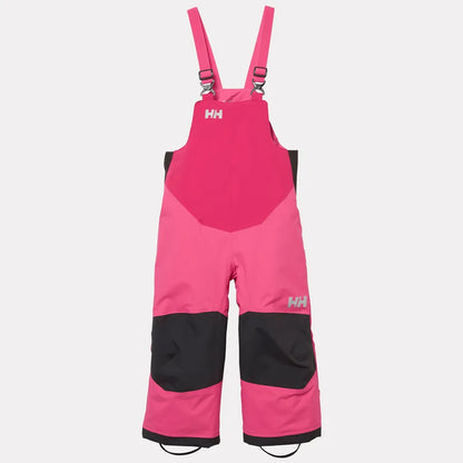 Salopette de neige Rider - Helly Hansen rose fuchsia et rose clair avec renforts noirs aux genoux, pour enfant, vue de face.