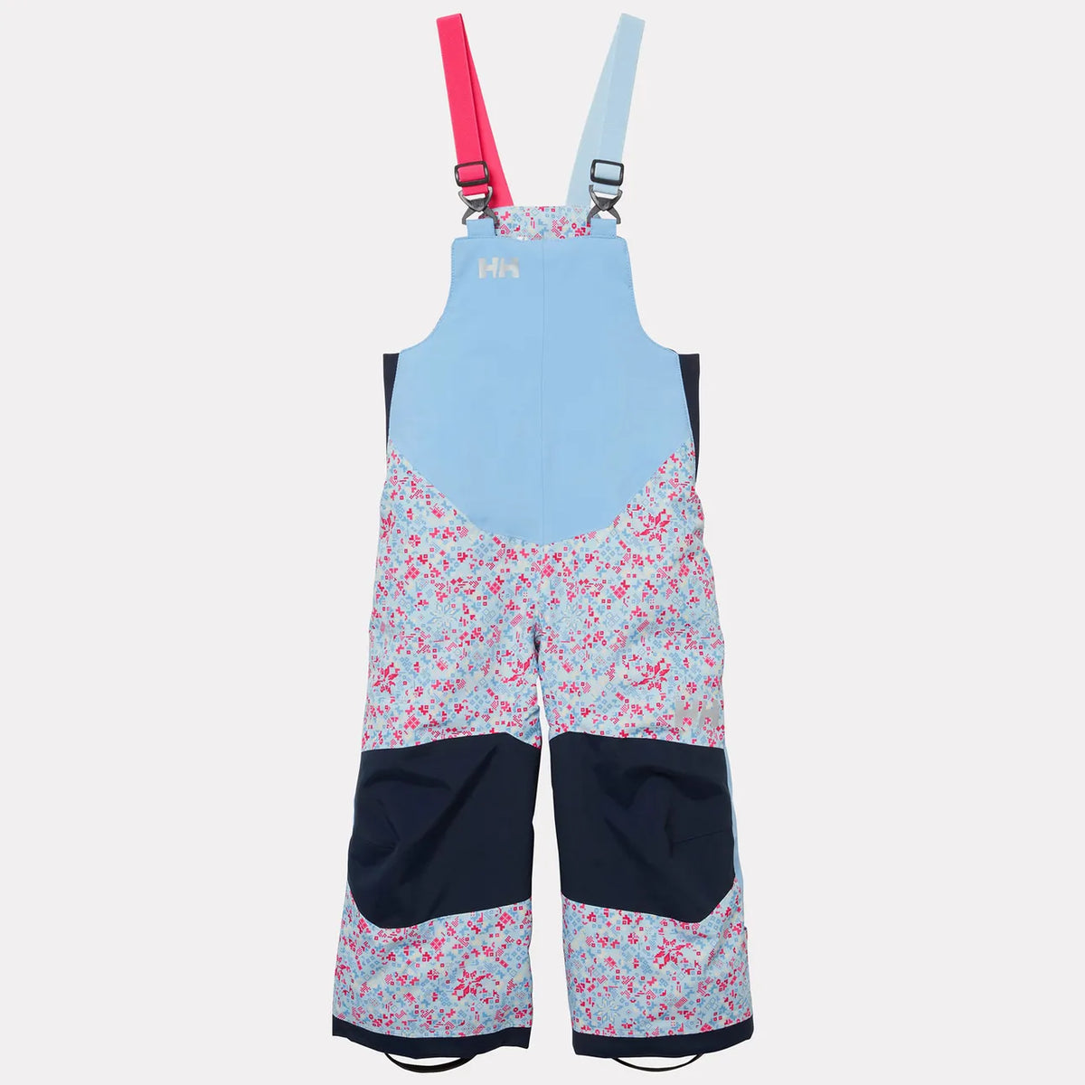 Salopette de neige Rider - Helly Hansen bleu clair et bleu marine à motifs floraux roses et bleus pour enfant vue de face