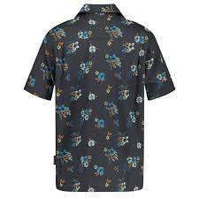 Chemise - Quiksilver noire à manches courtes avec imprimé floral, vue arrière, format carré 225x225 pixels.