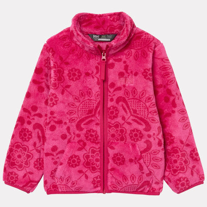 Veste polaire Chill - Helly Hansen rose fuchsia avec motifs floraux en relief, en matière polaire douce, vue de face, enfant.
