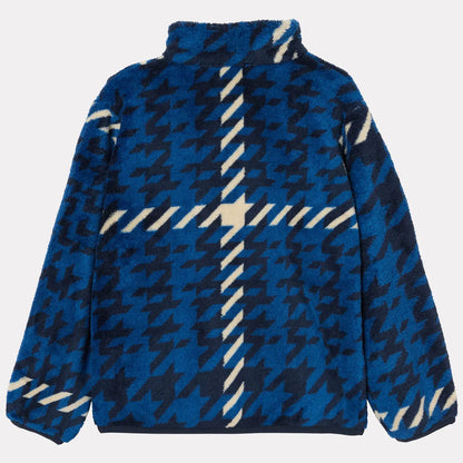 Veste polaire Chill - Helly Hansen en tissu polaire bleu à imprimé pied-de-poule noir et blanc, vue de dos, style décontracté.