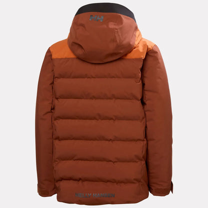 Manteau d'hiver Cyclone - Helly Hansen, manteau matelassé brun rouille à capuche, vue de dos