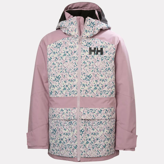 Manteau d'hiver Stellar Jacket 2.0 - Helly Hanse rose à motifs floraux avec capuche vue de face