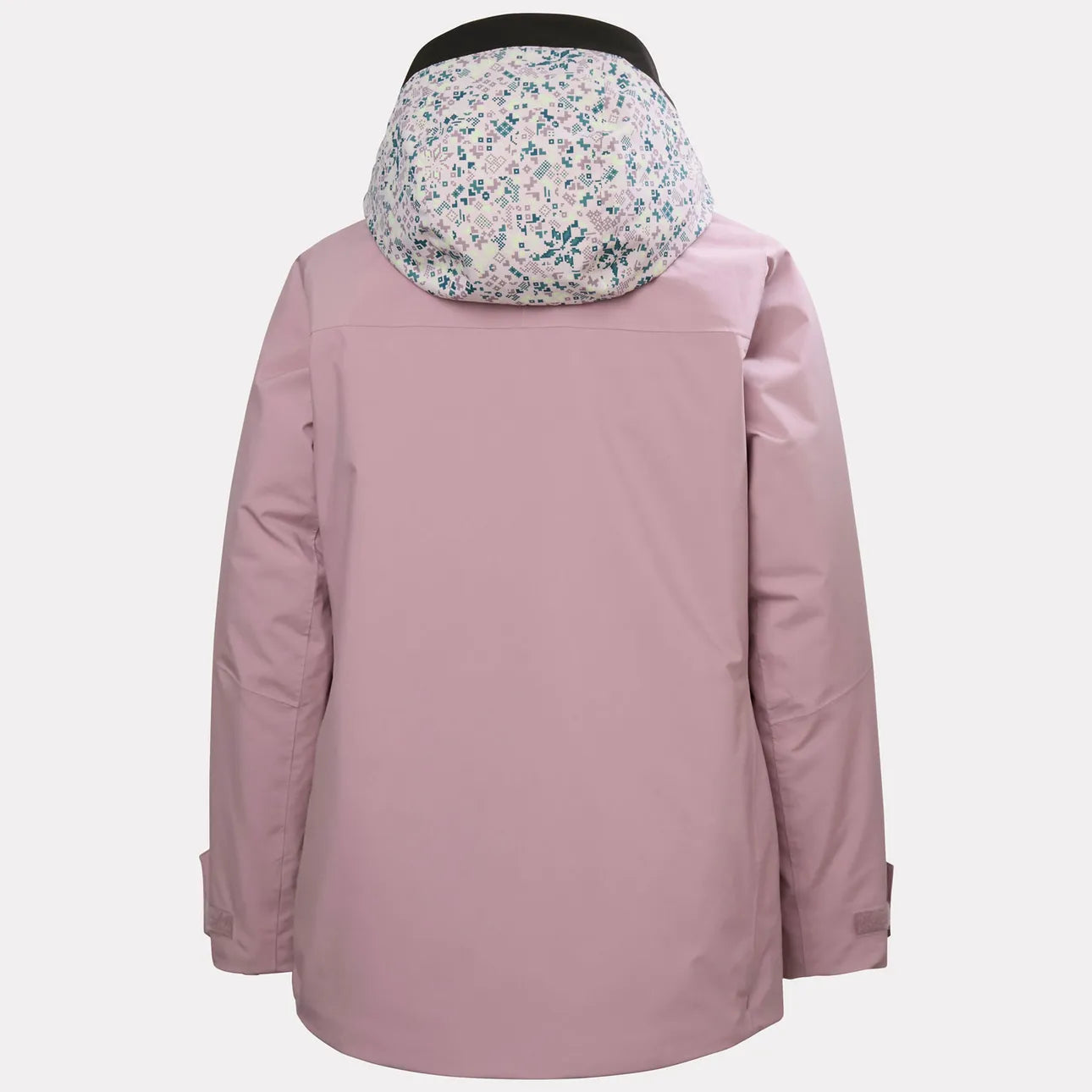 Manteau d'hiver Stellar Jacket 2.0 - Helly Hanse rose poudré, capuche doublée à motifs floraux, vue de dos