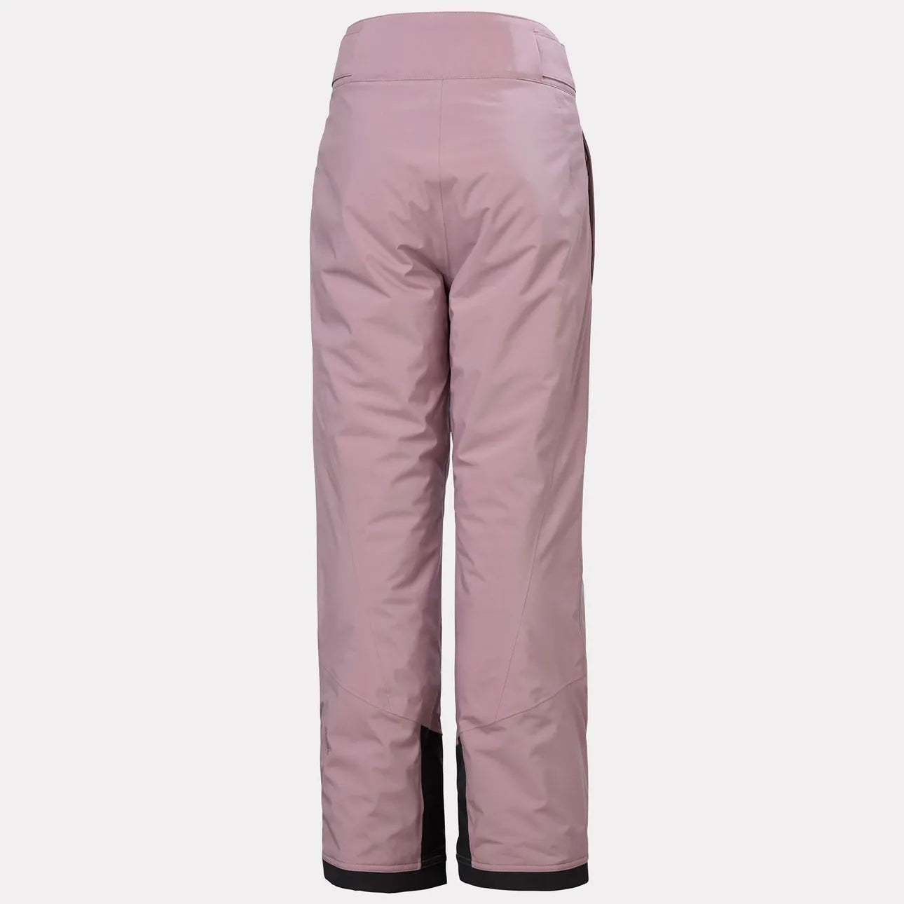 Pantalon de ski rose clair avec renforts noirs aux chevilles en tissu technique, vue de dos, pour enfant