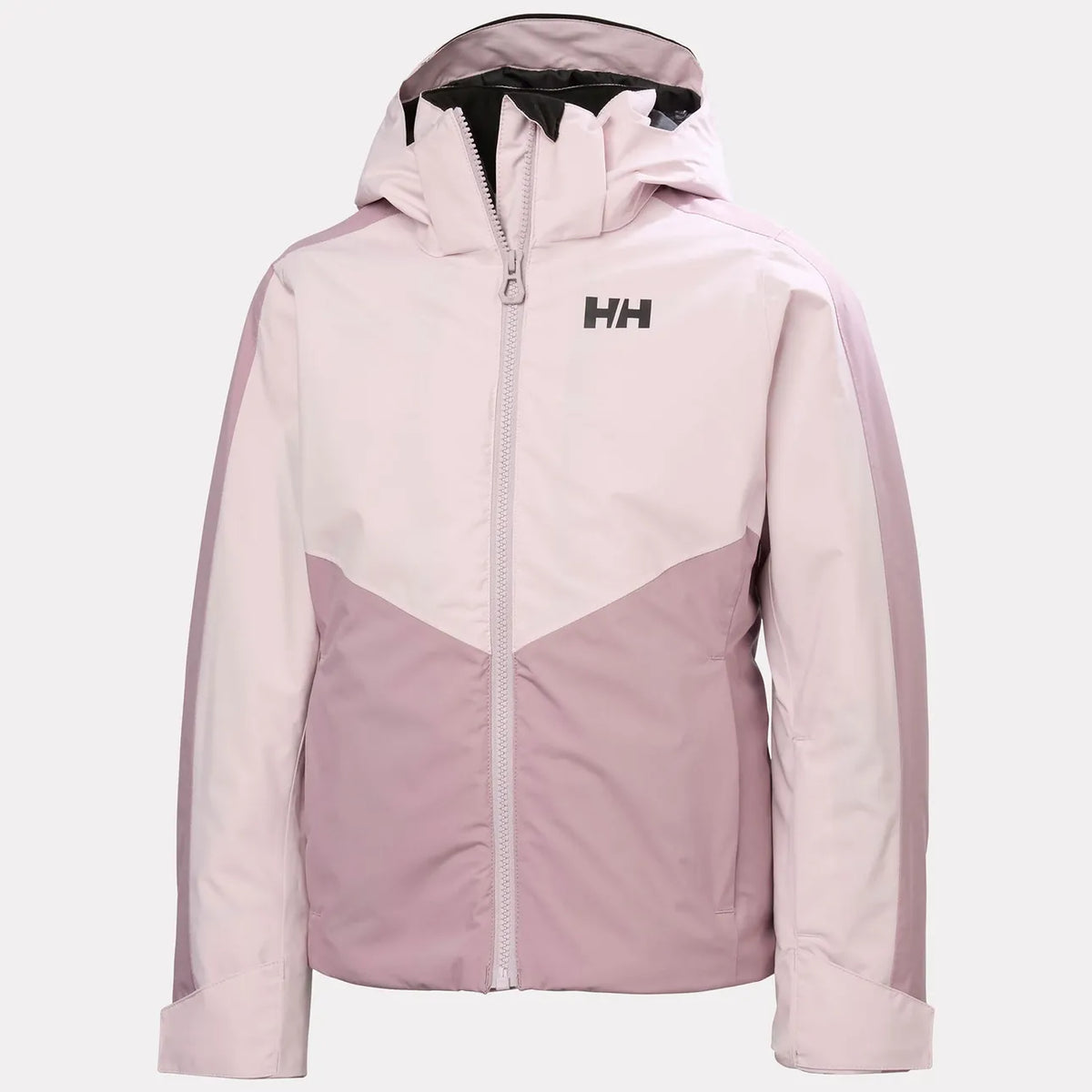 Manteau d'hiver Snowbliss - Helly Hansen rose pâle et rose poudré à capuche vue de face