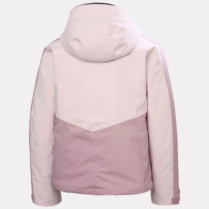 Manteau d'hiver Snowbliss - Helly Hansen rose pâle et rose poudré à capuche vue de dos