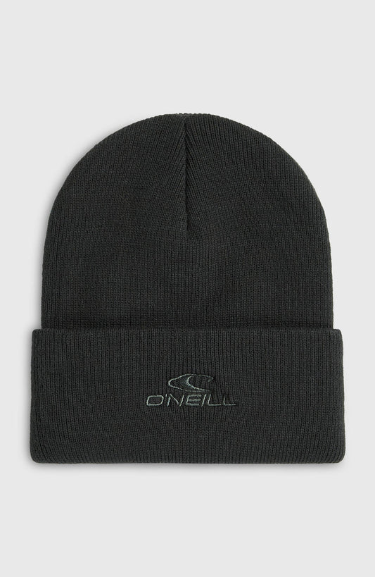 Bonnet noir en maille avec revers et logo O’Neill brodé sur le devant, vue de face