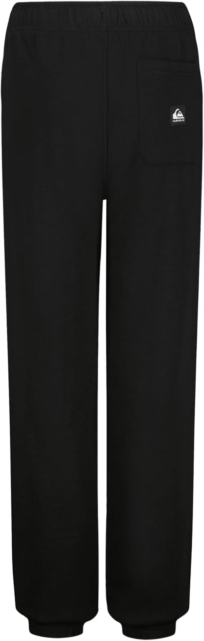 Pantalon - Quiksilver noir en tissu coton avec taille élastique et poche latérale, style décontracté, vue de face.