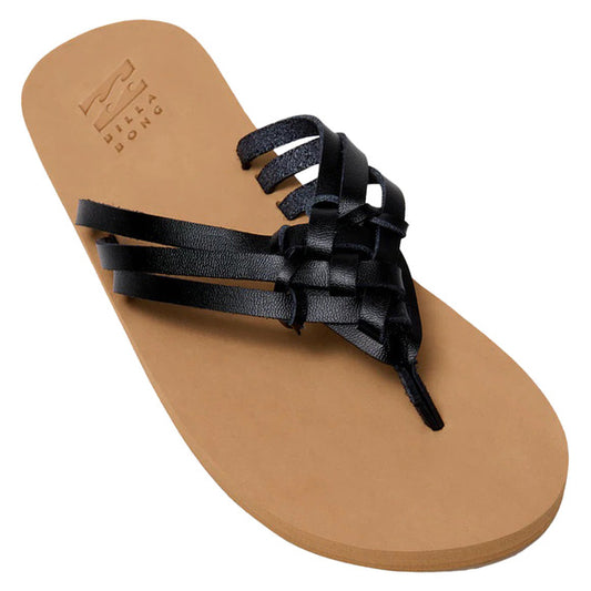 Sandales Mia - Billabong noire à bride tressée en PU sur semelle marron vue de dessus femme adulte