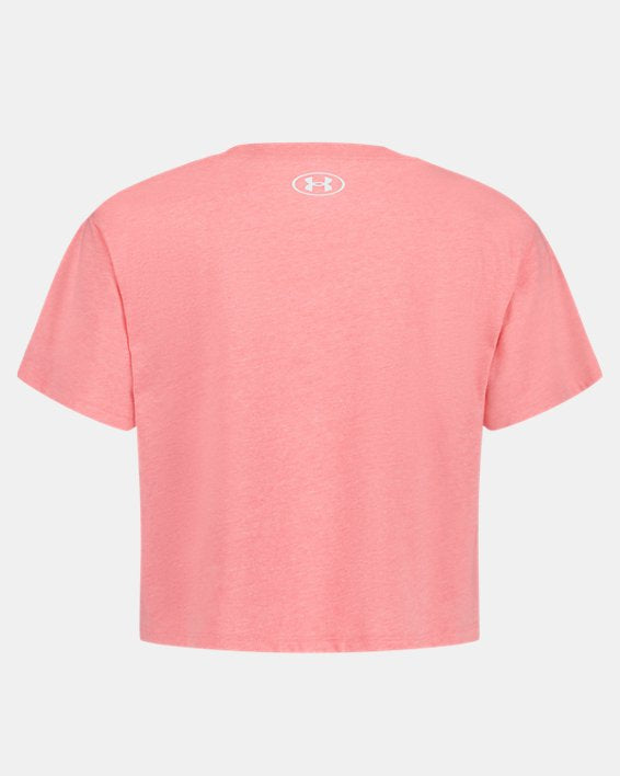T-shirt crop top UA Logo Campus - Under Amour, vue arrière en portrait, couleur rose, dimensions 566x708, galerie 2