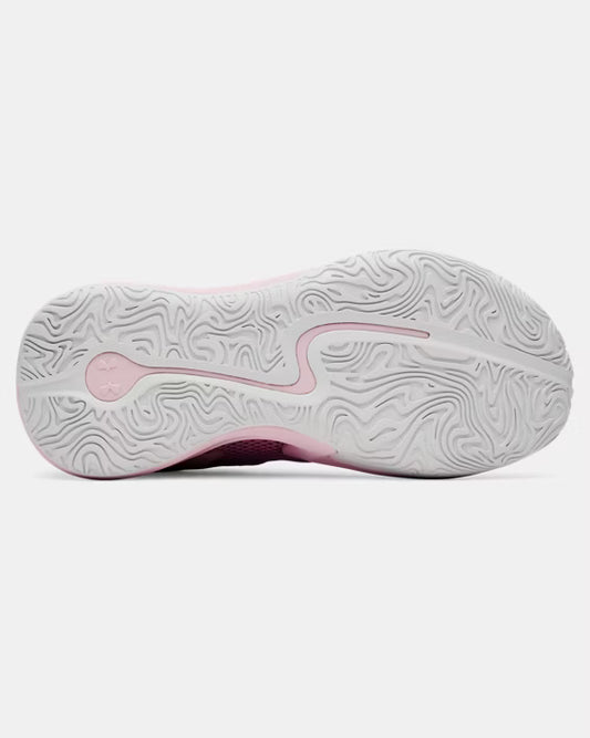 Espadrilles Curry 3Z 25 SDE - Under Armour vue de dessous semelle blanche et détails rose clair pour enfant