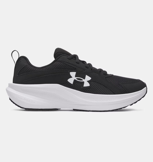 Espadrilles UA Assert 11 - Under Armour noires avec semelle blanche, en textile et synthétique, vue de profil droit homme adulte.