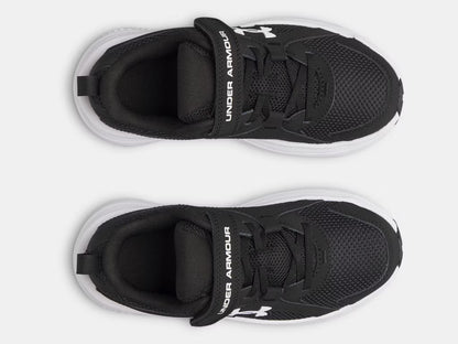 Espadrilles UA BPS Assert 11 Ac - Under Armour noires et blanches, chaussure de course garçon préscolaire, vue de dessus
