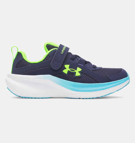 Espadrilles UA BPS Assert 11 Ac - Under Armour bleu marine et vert citron pour garçon, vue latérale droite.