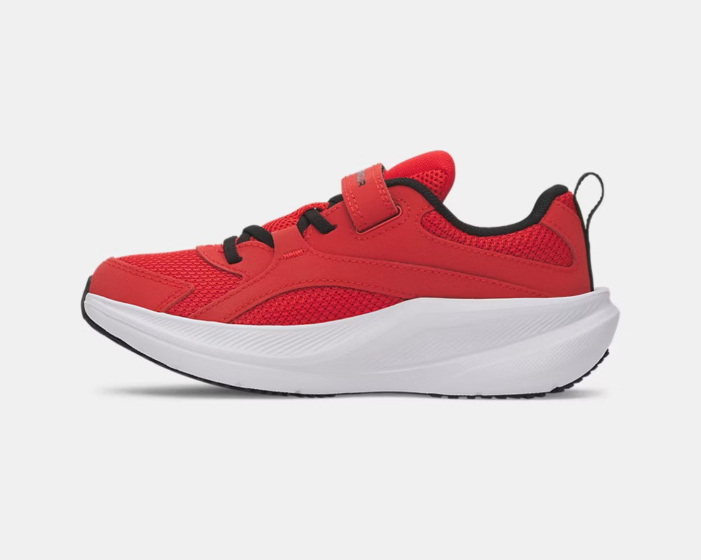 Espadrilles UA BPS Assert 11 Ac - Under Armour rouges et noires en mesh et matière synthétique, style sportif, vue de profil gauche.