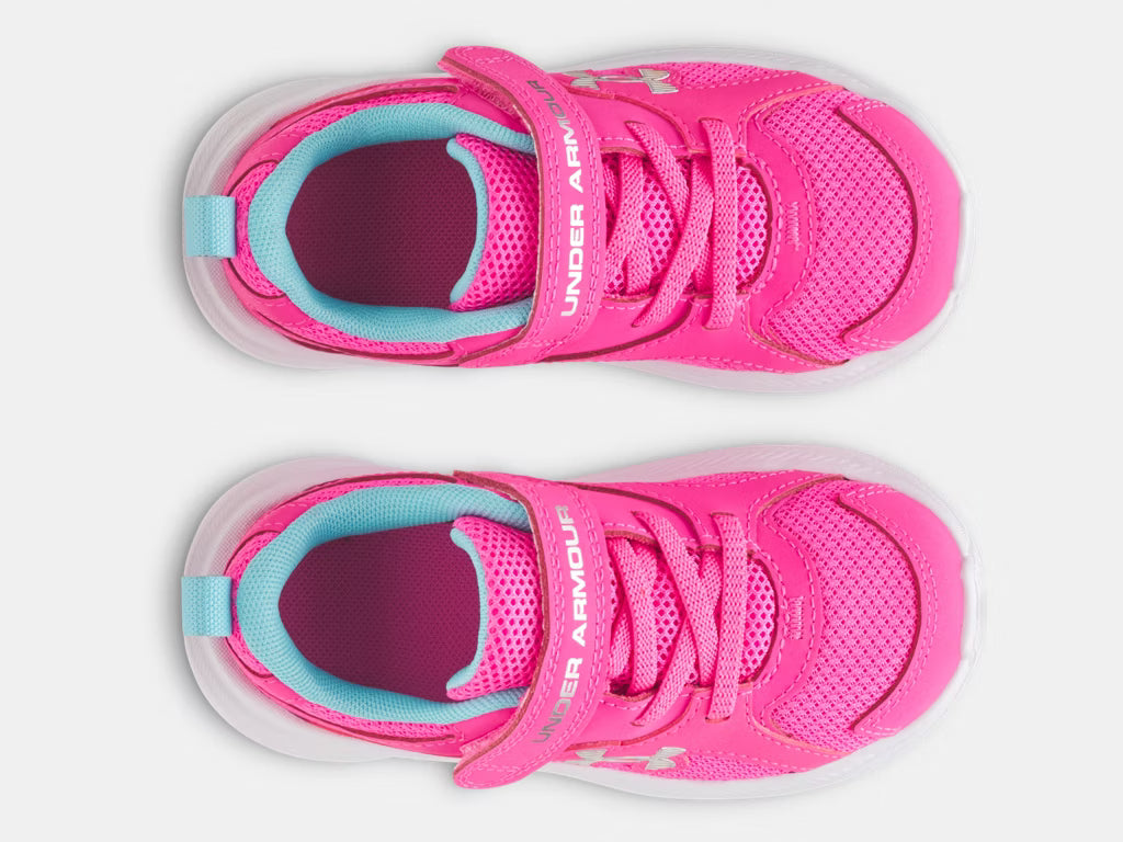 Espadrilles UA Assert 11 AC - Under Armour rose et bleu pour bébé fille, tige en maille respirante, vue de dessus