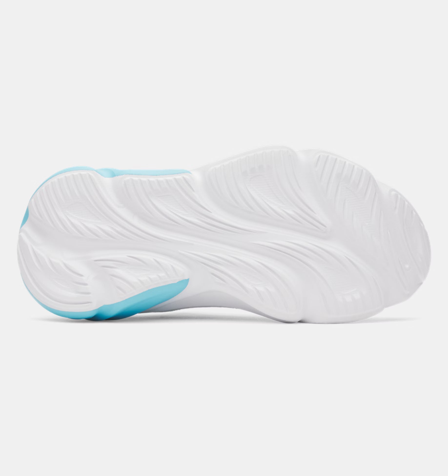 Espadrilles UA BPS Rogue 6 AL - Under Armour vue de dessous semelle blanche avec détails bleu clair sur talon et avant-pied