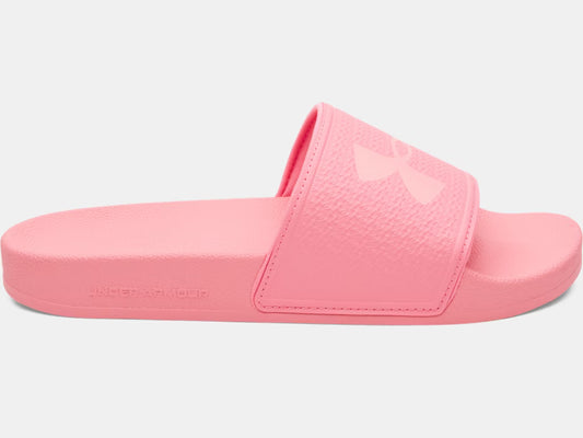 Sandales UA ARMR - Under Armour rose pour fille, style diapositive synthétique, vue de profil côté gauche