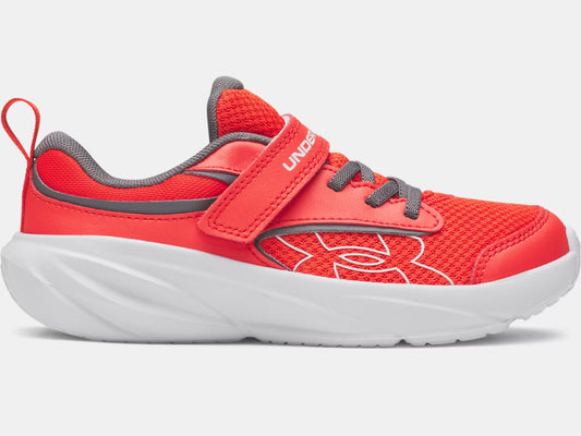 Espadrilles Surge 5 - Under Armour rouges et grises en mesh respirant et synthétique, style sportif, vue de profil côté extérieur.