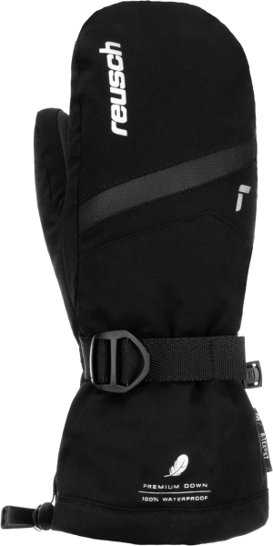 Mitaines d'hiver - Reusch noires en textile avec sangle de serrage et boucle ajustable vue de face