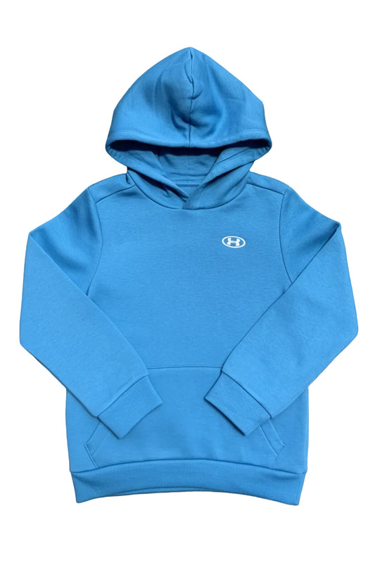 Hoodie UA Rival - Under Armour bleu ciel en coton, style sweat à capuche avec poche kangourou, vue de face pour enfant