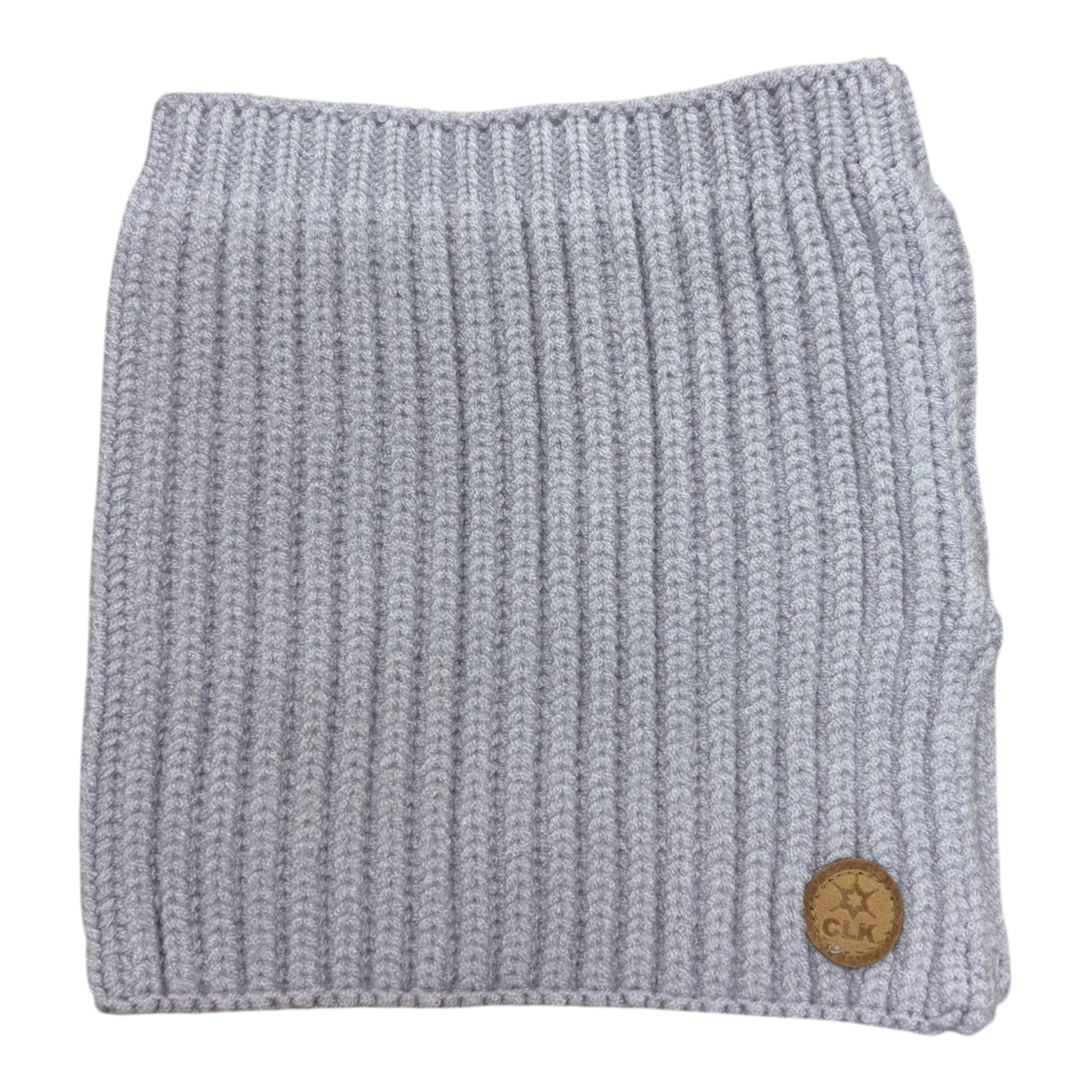 Cache-cou d'hiver - Calikids gris en tricot côtelé vue de face