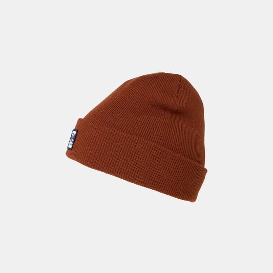 Tuque d'hiver Urban - Helly Hansen en tricot brun rouille avec revers, vue de côté