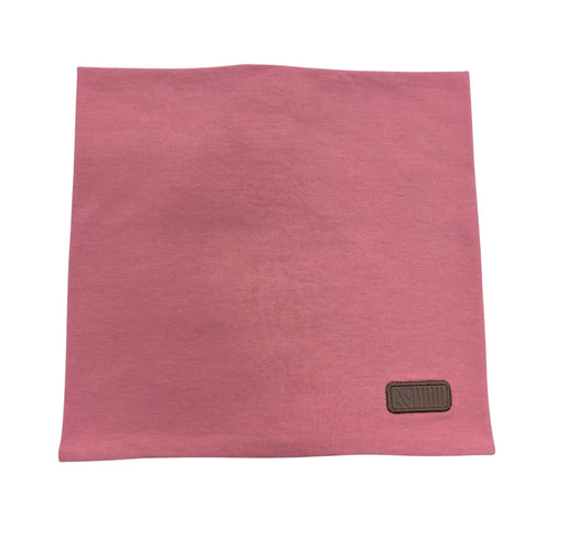 Cache-cou Mi-Saison - Nanö rose en coton 100% avec étiquette marron, vue de face, pour enfant.