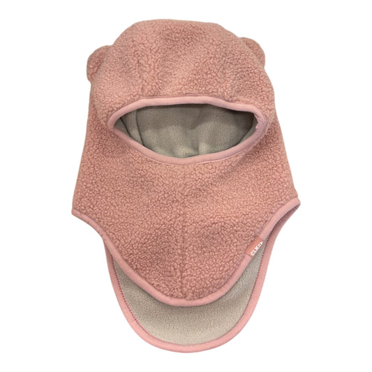 Cagoule - Calikids rose en polaire effet sherpa avec doublure beige et bordures contrastées pour enfant vue de face