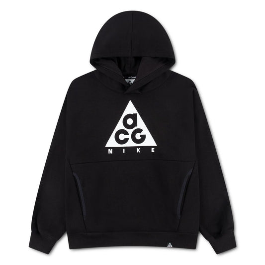 Sweat à capuche noir avec poche kangourou et motif triangulaire blanc portant une inscription graphique Nike visible de face