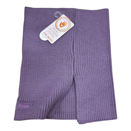 Cache-cou d'hiver - Calikids violet en tricot côtelé, modèle tubulaire pour enfant, vue de face