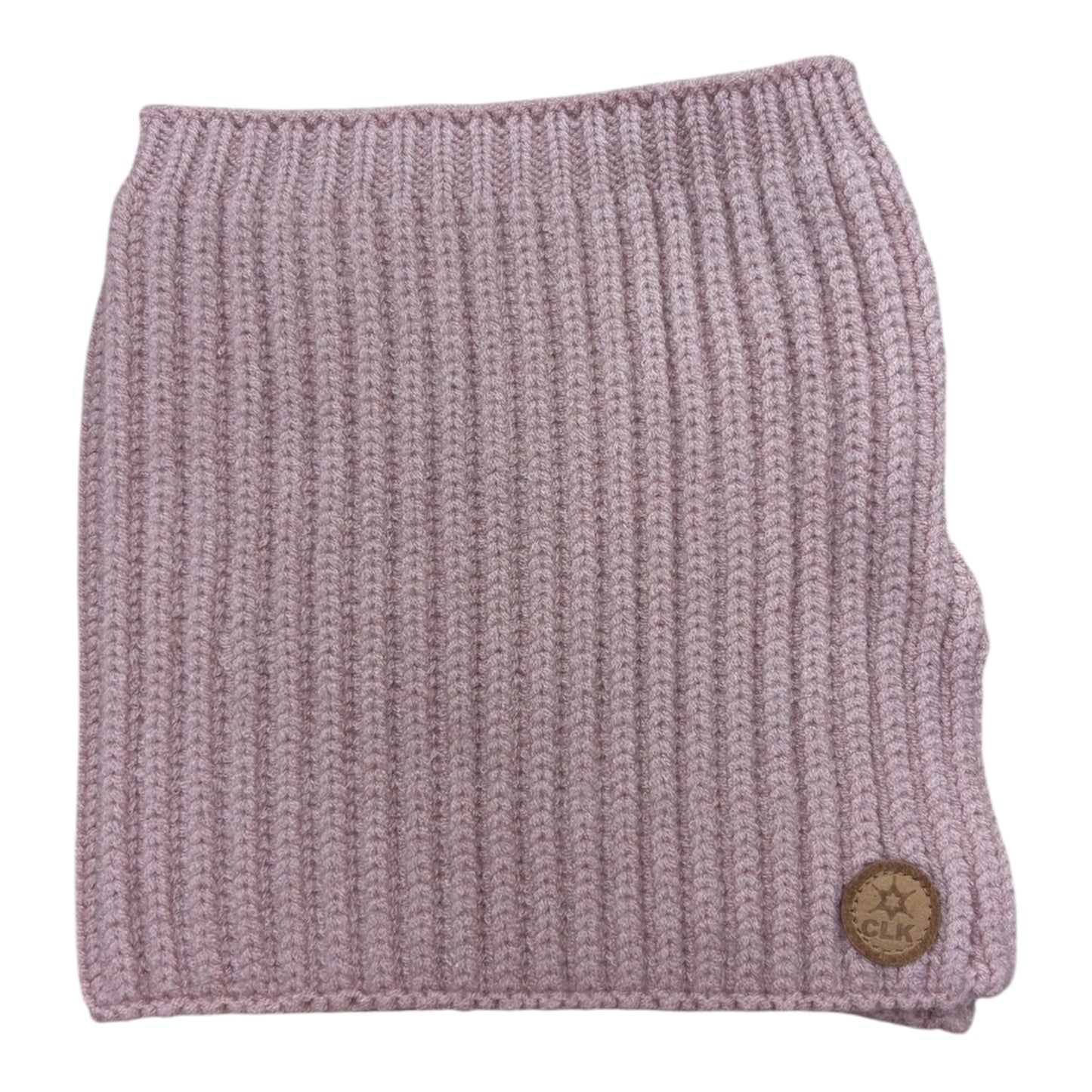 Cache-cou d'hiver - Calikids en maille côtelée rose mauve pour enfant vue de face