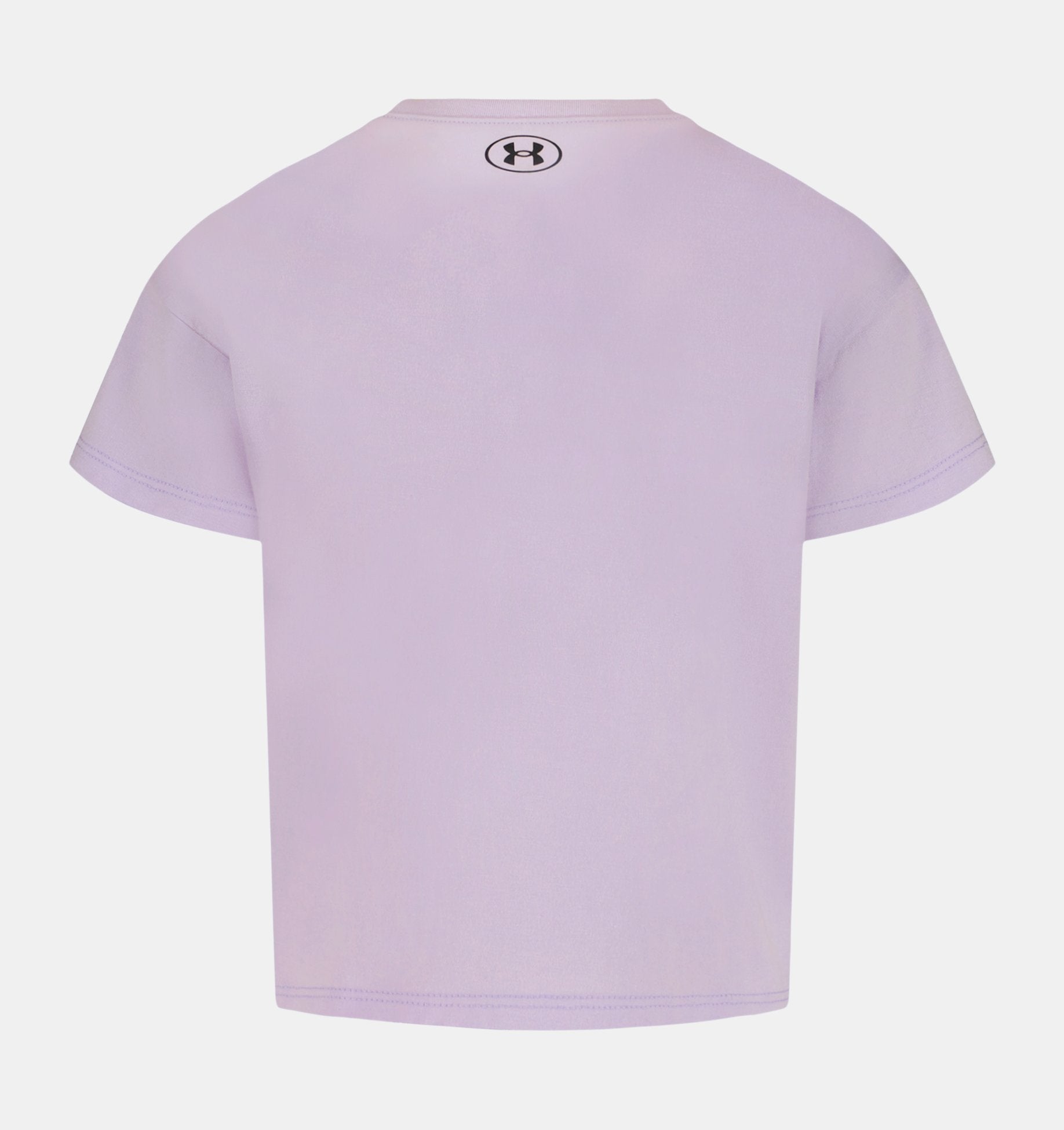 T-Shirt - Under Armour violet clair en coton polyester pour enfant, vue de dos avec logo noir en haut du dos.